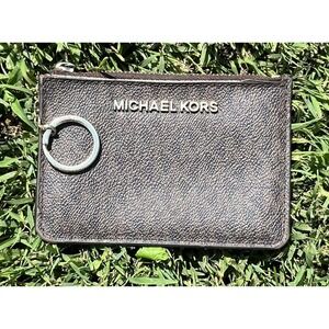 Michael Kors Card Holder Wallet Womens Keychain ID Zip Coin Purse Leather‎